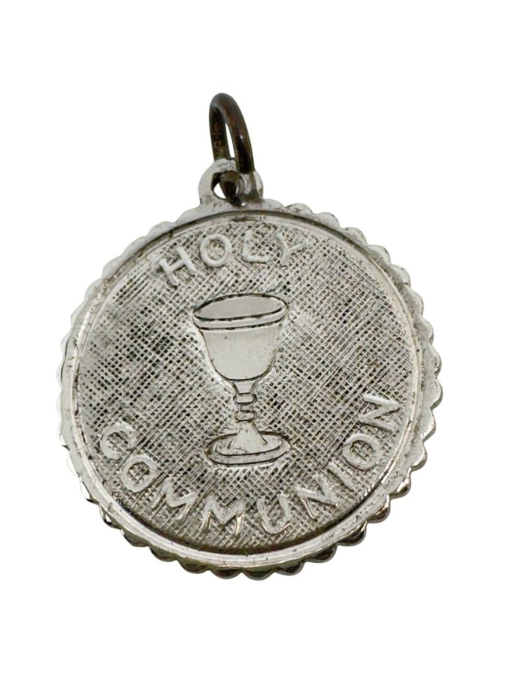 Elco Sterling 925 Silver 60s Holy Communion Vtg Round Charm Pendant Scalloped